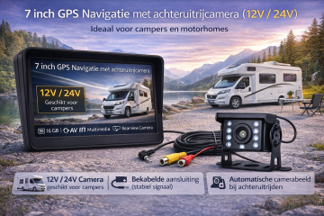 7 inch camper gps met bedrade achteruitrijcamera set