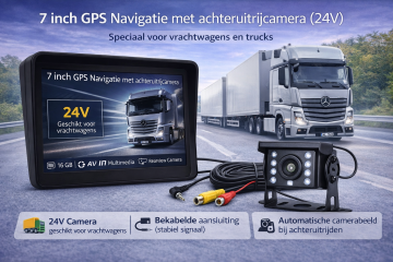 7 inch gps navigatiesysteem met bedrade achteruitrijcamera kit